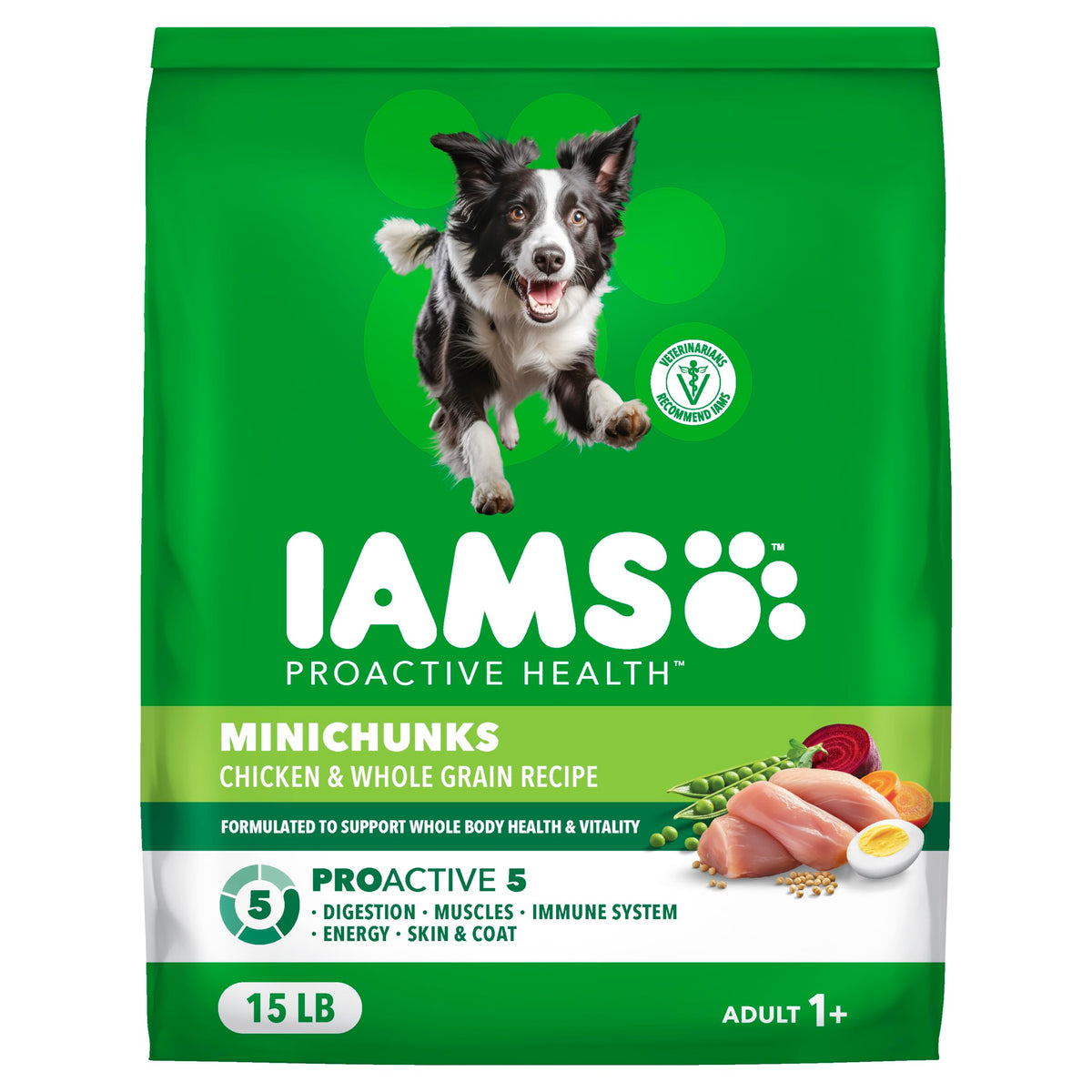 IAMS Proactive Health Adult Minichunks Dry Dog Food, Chicken, 15 lb