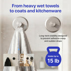 HOME SO Suction Cup Hooks for Shower & Bathroom Towel Holder 2-Pack – Suction Cups Hooks for Hanging Towels, Robes, & Coats - Tiles, Glass Door or Mirror – Shower Hooks & Towel Hooks Organizer -Nickel