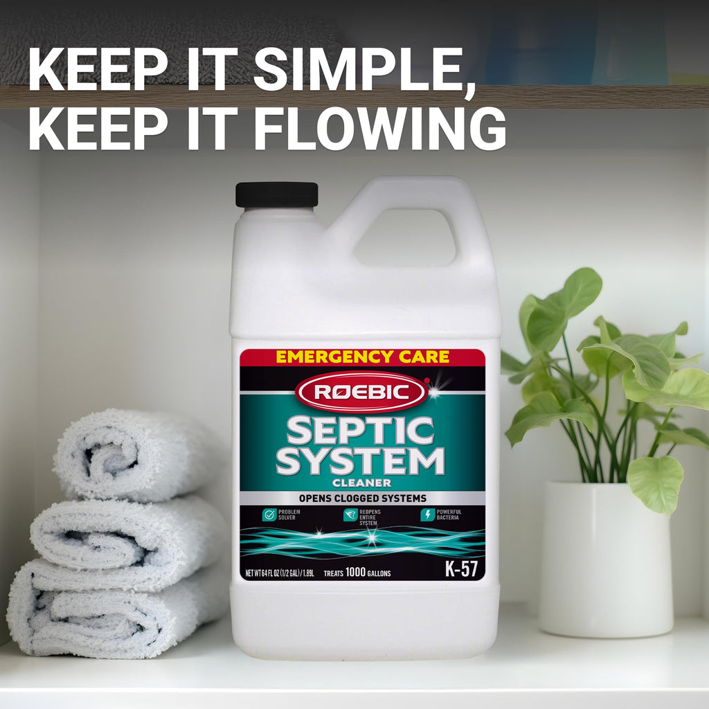 Roebic K-57-H K-57-H-3 Septic System Treatment: 1/2 Gallon, Clears Clogs, Restores Flow, Maintains Septic Systems for Optimal Performance