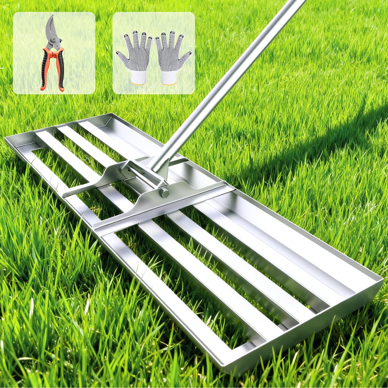 30" x 10" Lawn Leveling Rake, 304 Stainless Steel Soil or Dirt Leveler Tool