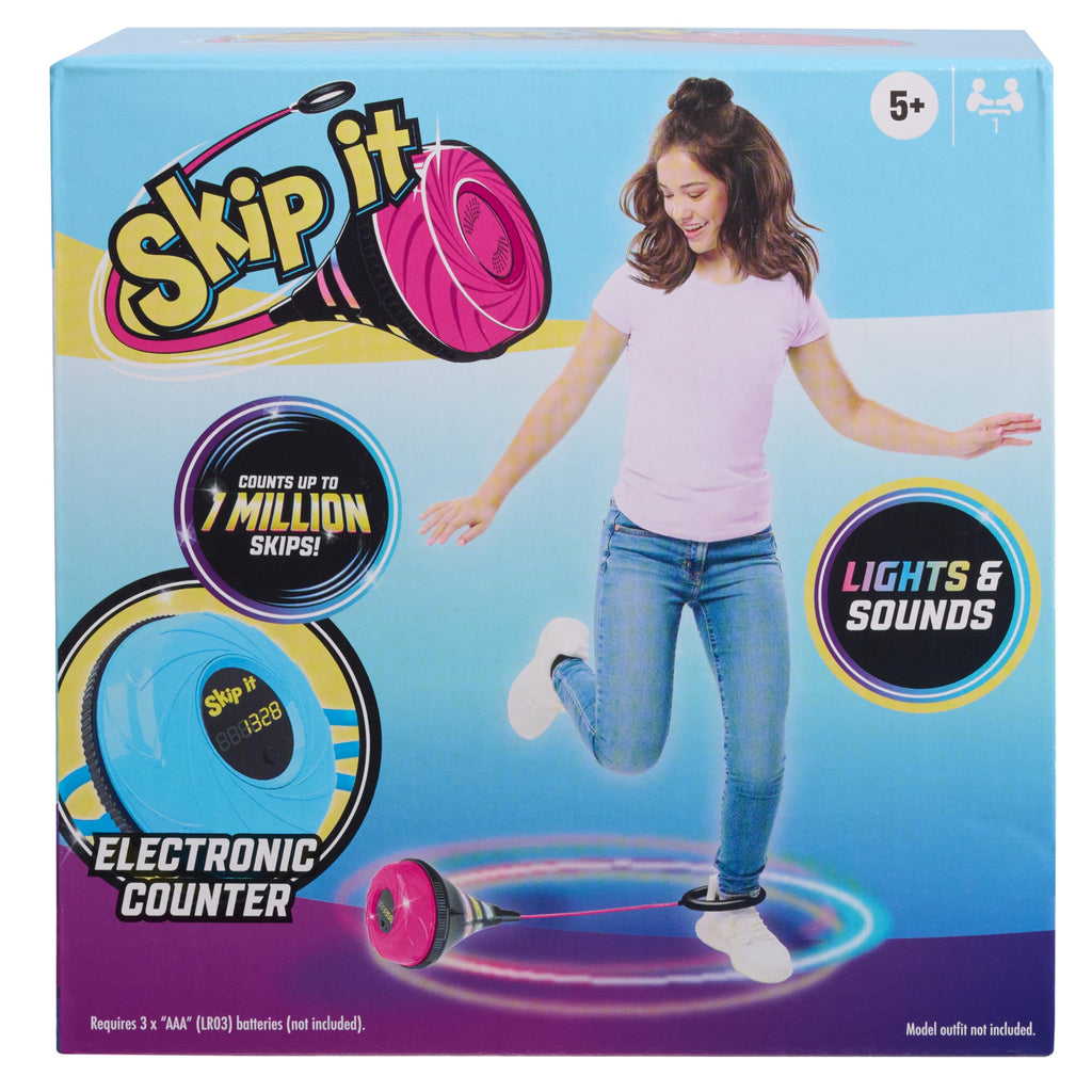 Skip It Retro Outdoor Toy, Light Up Ball and Digital Counter, Pink, Soft Foam Padded Ankle Ring, 79 cm Long, Screen Free Play, Toy for Boys, Girls, Kids Ages 5 and Up