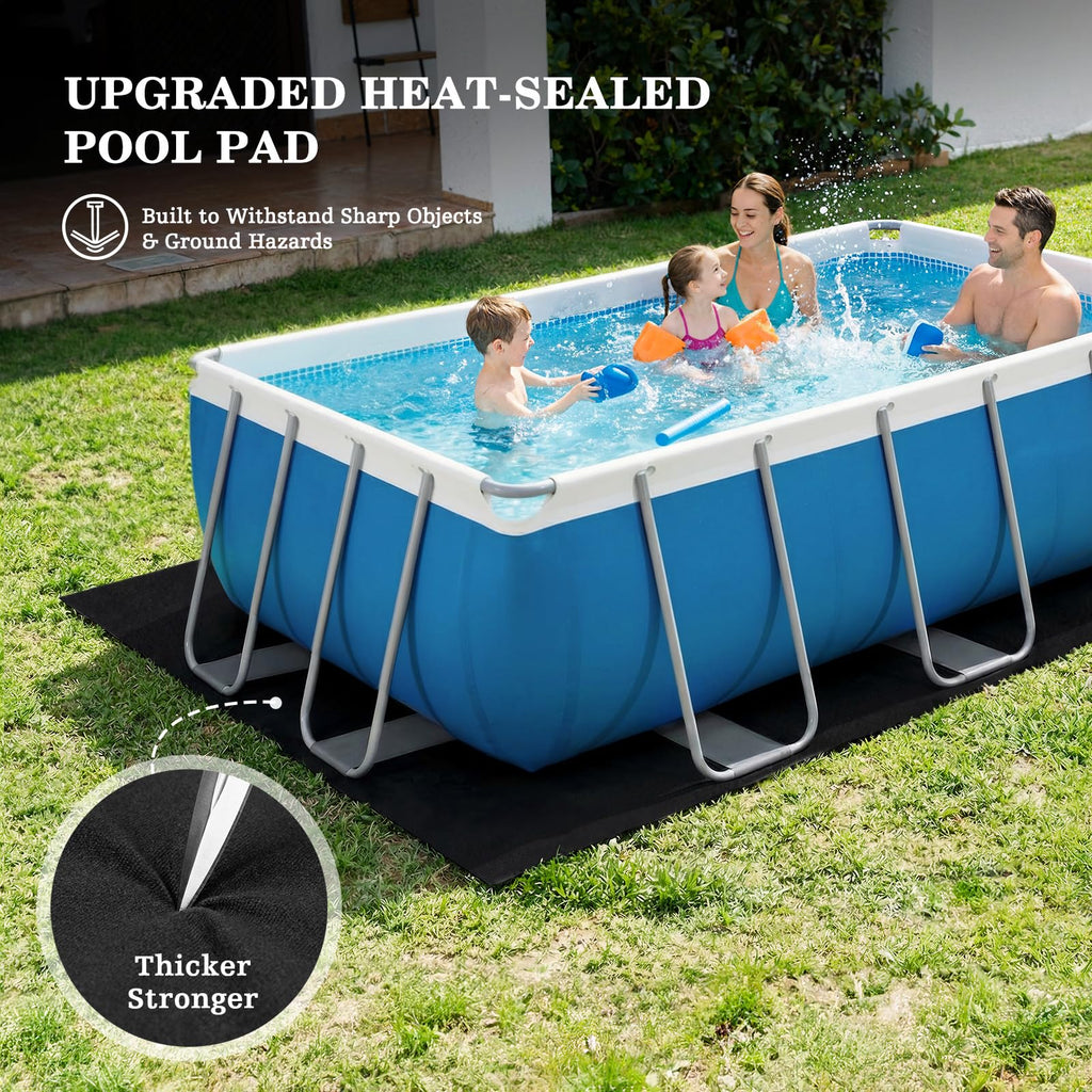 UIRWAY 12 x 20ft Rectangle Pool Liner Pad for Above Ground Pool, [2026 New 300G/M² Thicker Heavy Duty] Black Geotextile Swimming Pool Floor Liner, Puncture Resistant Pool Base, Weed Barrier Protection