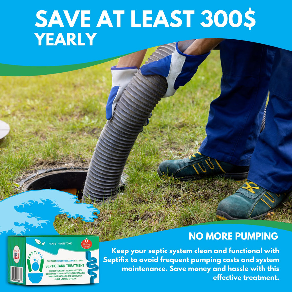 SEPTIFIX Septic Tank Treatment Tabs - Live Aerobic Bacteria Tablets For Your Septic Tank