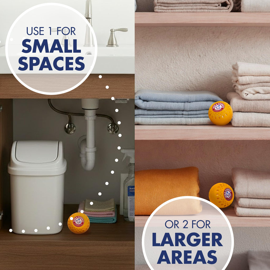 Arm & Hammer OdorBusterz® Odor Eliminator Balls, Clean Burst, 10 Count – Baking Soda Odor Control for Closets, Drawers, Hampers & Small Spaces