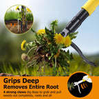 Weed Puller Tool Stand Up with Slide-Release Ejection, Reinforced Steel Weeder with 3-Section Long Handle, No-Touch Cleaning for Lawn & Garden, Heavy Duty No Bend Weeding Tool for Dandelions, Thistles