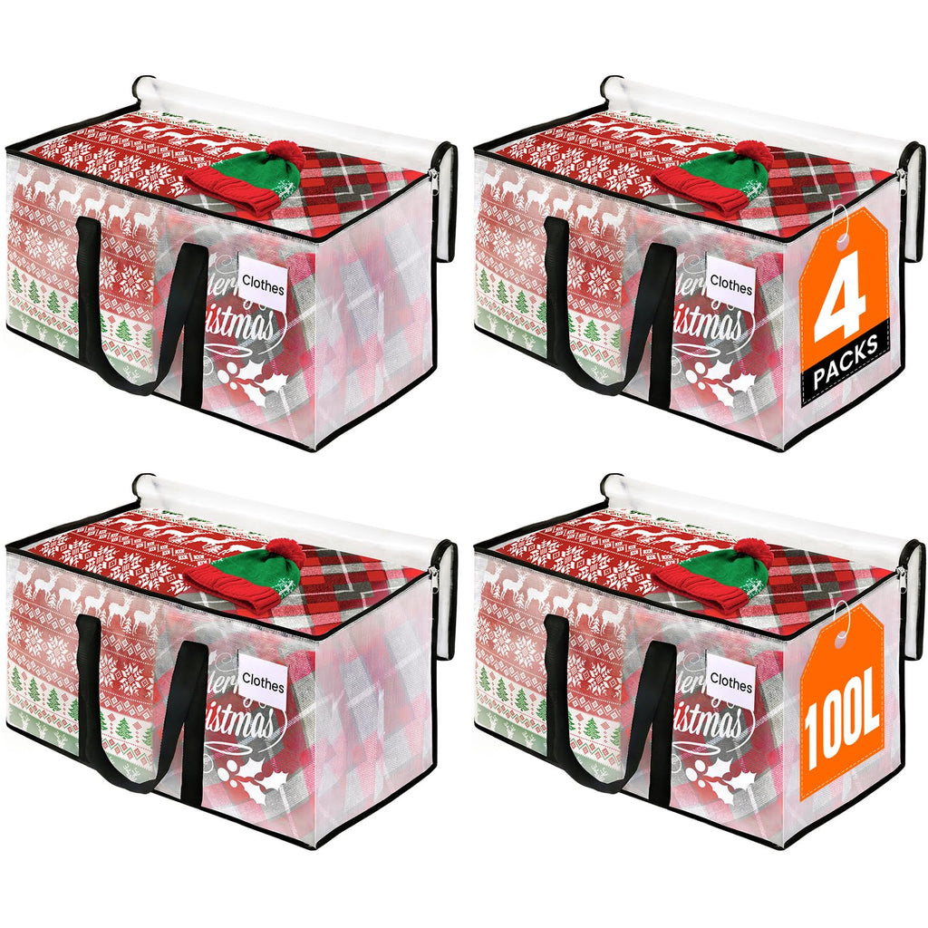 RoomHacks Clear Moving Bags Heavy Duty Extra Large, Moving Supplies with Reinforced Handle and Double Zipper, Storage Bags for Moving Essential, Packing Bags Alternative to Moving Box(4 Packs, Clear)