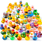 JOYIN 60 Pcs Rubber Ducks, Random Assortment Ducks Bulk with Mesh Carry Bag, Mini Rubber Duckies for Baby Bath Toys, Kids Toddler Summer Pool Toys Birthday Gifts Party Favors