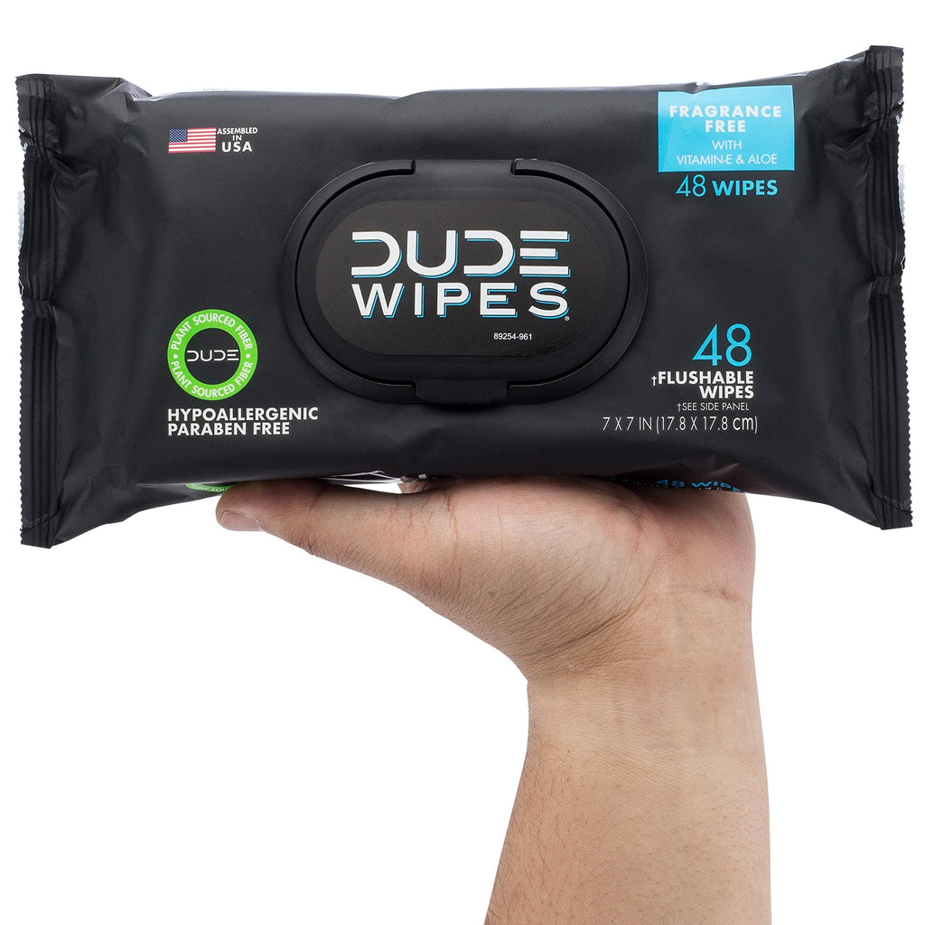 DUDE Wipes - Flushable Wipes - 12 Pack, 288 Wipes - Unscented Extra-Large Adult Wet Wipes - Vitamin-E & Aloe - Septic and Sewer Safe