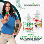 POWERED X PLANTS Fruits & Veggies Capsules - Natural Superfood Packed with Vitamins & Minerals - Fruit & Vegetable Supplements for Adults Pack of 6, 90 Capsules Each