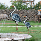 TERESA'S COLLECTIONS Garden Decor Blue Heron Sculptures & Statues Decor, 33.8 Inch Coastal Metal Cranes Decoy for Outdoor Outside Yard Art Patio Pond Pool Lawn Decorations,Housewarming Gift