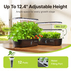 SUNCOZE Hydroponics Growing System, 12 Pods, 12.4 in Adjustable Height
