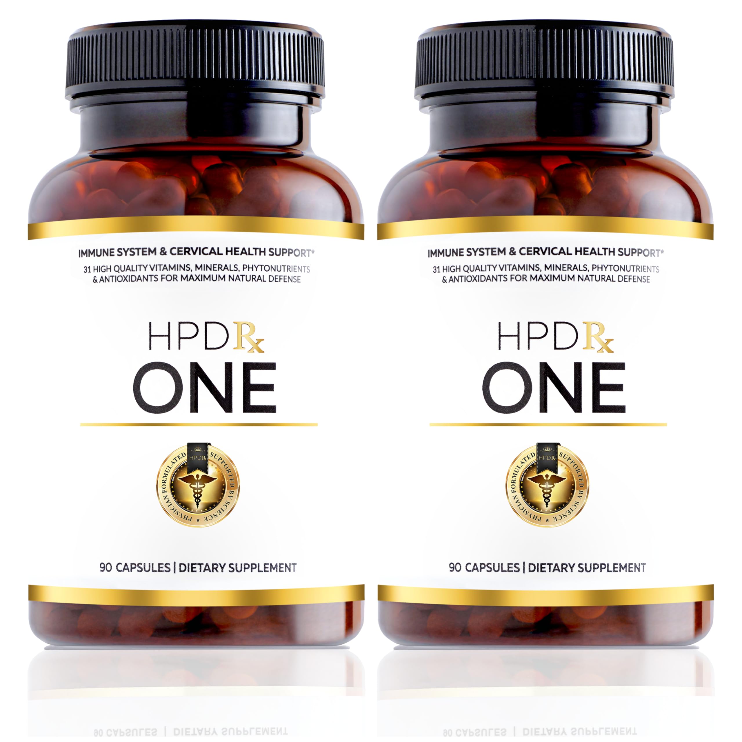 HPD Rx ONE Immunity Boost Multivitamin | Supplements for Women and Men | Advanced Immunity Defense Support | Helps Immune Response | 2-Month Supply, 360 Capsules, Pack of 2