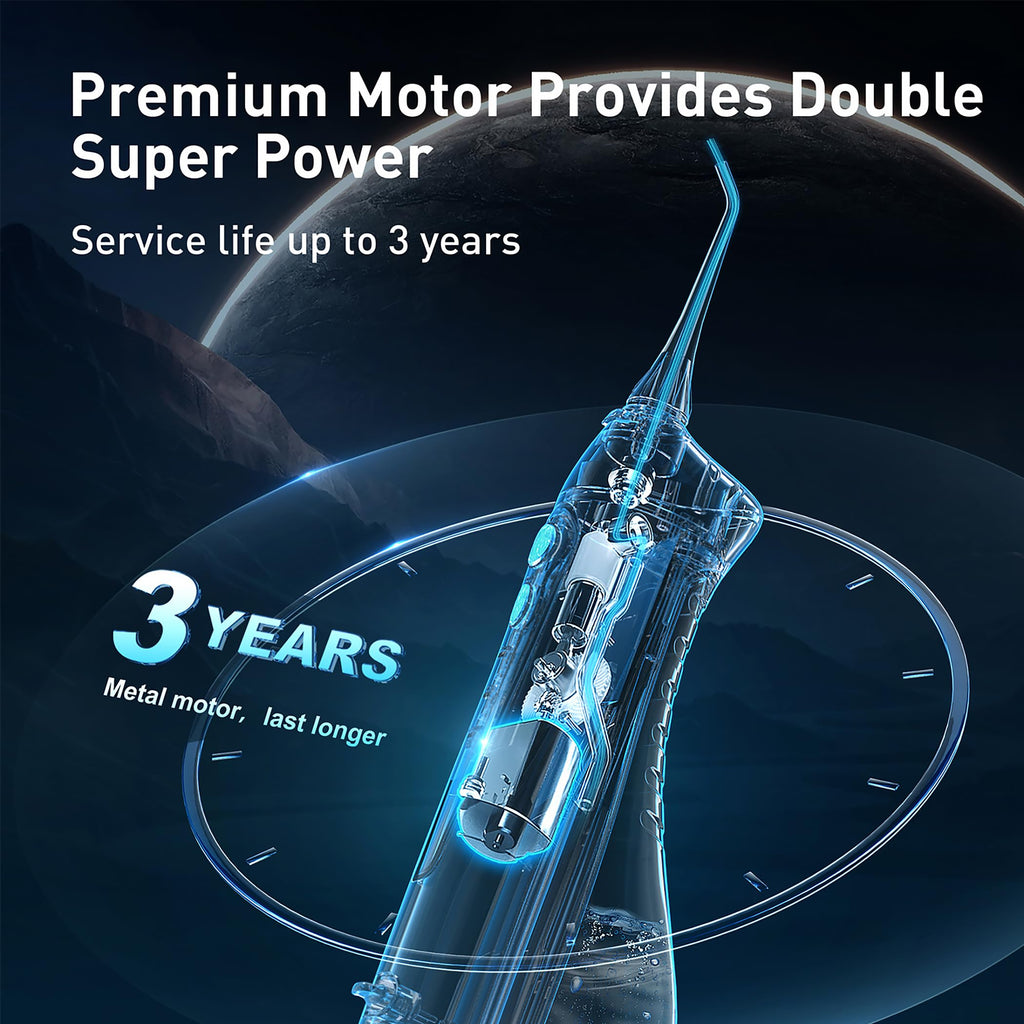 COSLUS Water Dental Flosser Teeth Pick C20: Portable Cordless Oral Irrigator 300ML Rechargeable Travel Irrigation Cleaner IPX7 Waterproof Electric Flossing Machine for Teeth Cleaning