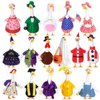 Aliceset 16 Set Holiday Porch Goose Outfits Summer 4th of July Fall Halloween Christmas Season Costumes for 23" Goose Patio Yard Decor