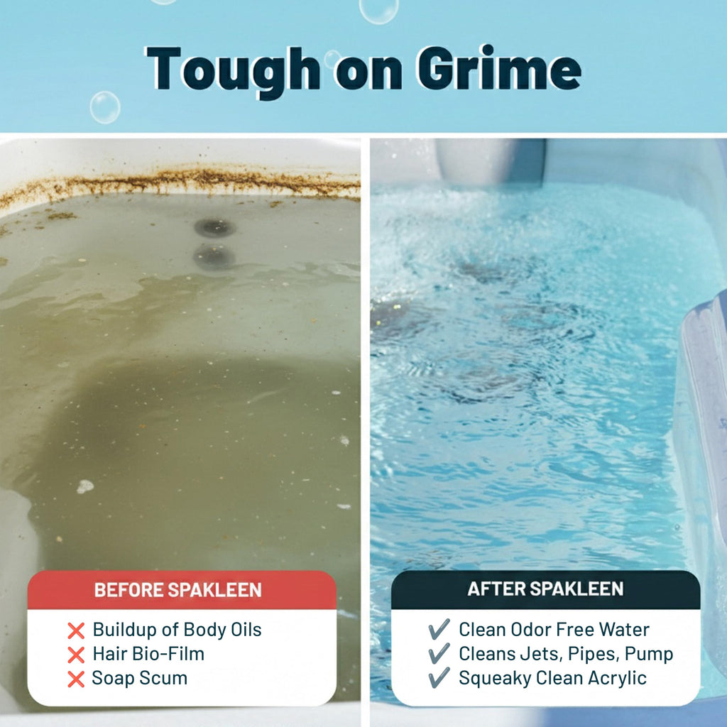 SpaKleen Jetted Tub Cleaner – Unscented, Septic Safe Powder for Whirlpool & Jacuzzi | 10 Cleanings Per Pouch | Fast 15-Minute Action | Removes Sludge, Soap Scum & Black Flakes | Made in USA