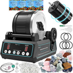 KomeStone K1 Pro Professional Cutting-Edge Brushless Motor Advanced Rock Tumbler Polisher Kit, Extra Large 2.5Lb Barrel with 3-Speed Motor 9-Day Timer, 6 Belts, Rough Gemstones, 4 Polishing Grits etc.