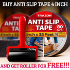 Grip Tape - Heavy Duty Anti Slip Tape for Stairs Outdoor/Indoor Waterproof 4Inch x 35Ft Safety Non Skid Roll for Stair Steps Ramp Traction Tread Staircases Grips Adhesive Non Slip Strips Walk Black