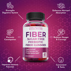 Atlantis Nutrition Sugar Free Fiber Gummies for Adults - 5G Fiber Supplement Formulated with 5.4G Prebiotic Digestive Blend - Supports Gut Health & Promotes Healthy Digestion - 2-Pack 120 Gummies