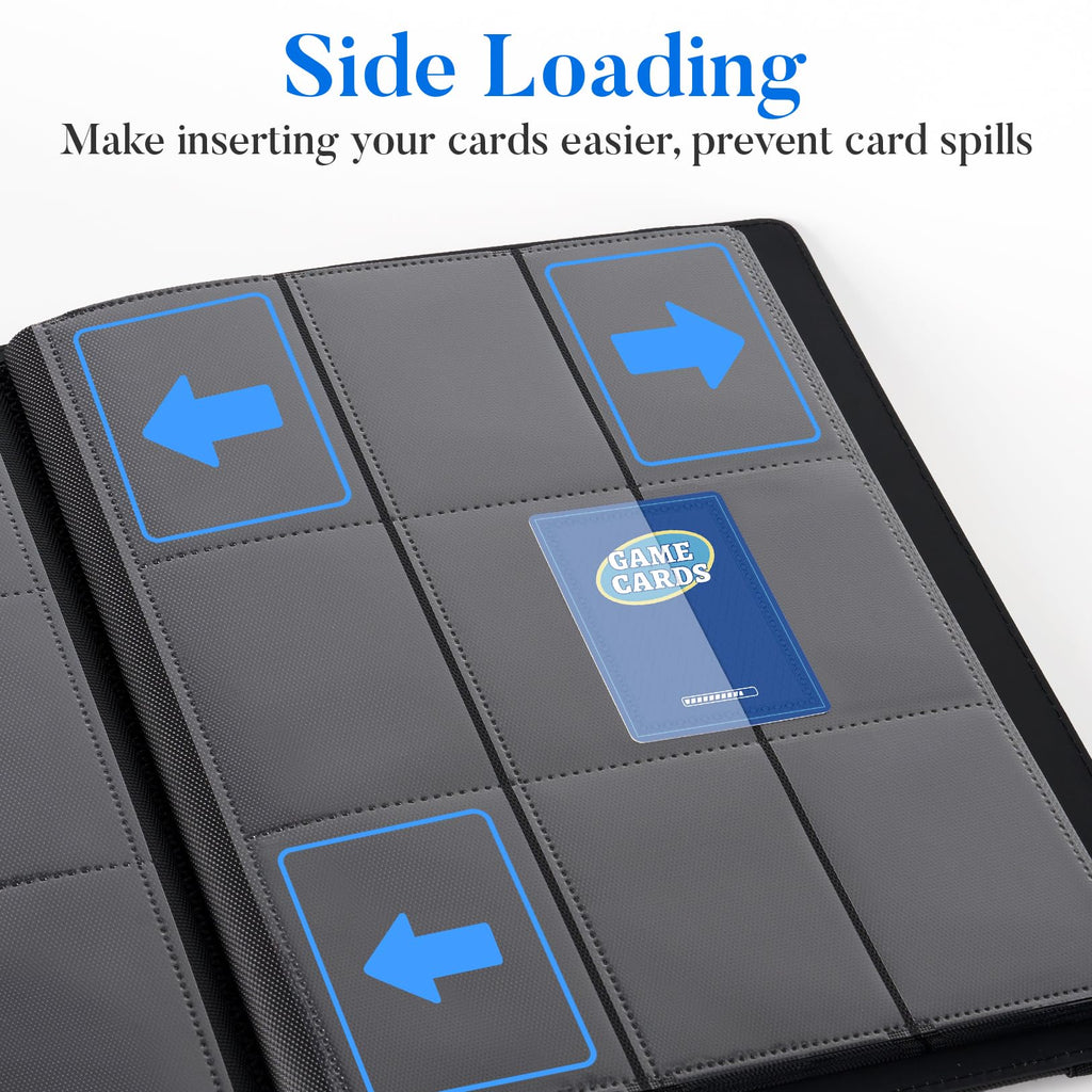 Premium 9 Pocket Card Binder for 540 Cards, Fabmaker PU Cover Trading Card Binder, Sturdy Card Collection Album, Sleek Card Holder Folders for Game Cards & Sports Cards, Red