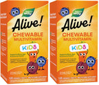 Nature's Way Alive! Children's Daily Chewable Multivitamin, Supports Bone, Eye, and Immune Health*, Orange & Berry Fruit Flavored, Gluten Free, 120 Chewable Tablets (Packaging May Vary) (Pack of 2)