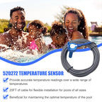 2 Pack 520272 Pool 7790 Temperature Sensor Thermistor Air/Water/Solar 20' Feet Cable for Jandy - Replacement Pool/Spa (10K-ohm Sensor - Includes 2 Pcs 2" Pipe Clamp)