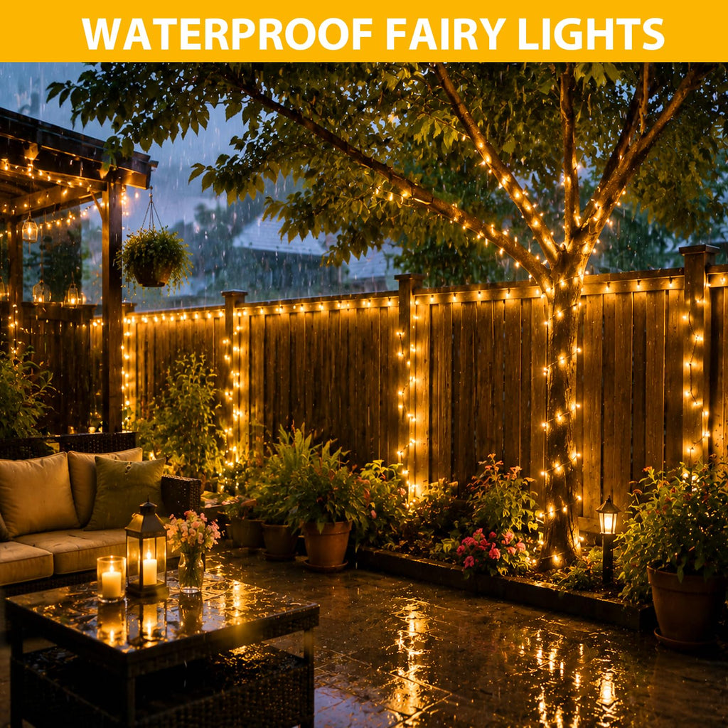 100FT Warm White Christmas String Lights, Outdoor Waterproof LED,Green Wire