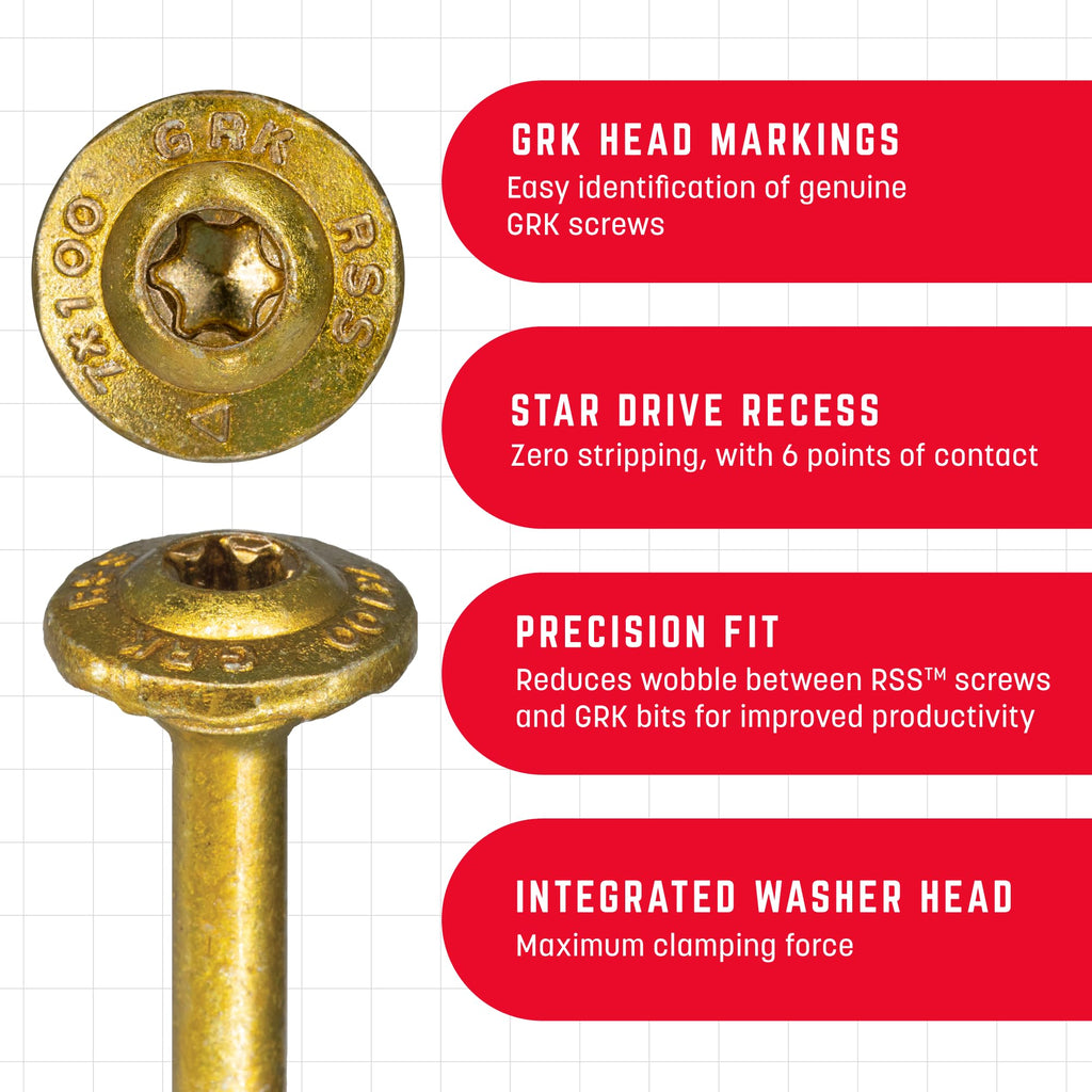 GRK Fasteners RSS™ 5/16 x 6 Inch, Rugged Structural Screws, 50 PCS, Rust Resistant Climatek™ Coating, Interior and Exterior Use, Heavy-Duty Framing & Decking Screws, Fast Bite Tip with Star Drive