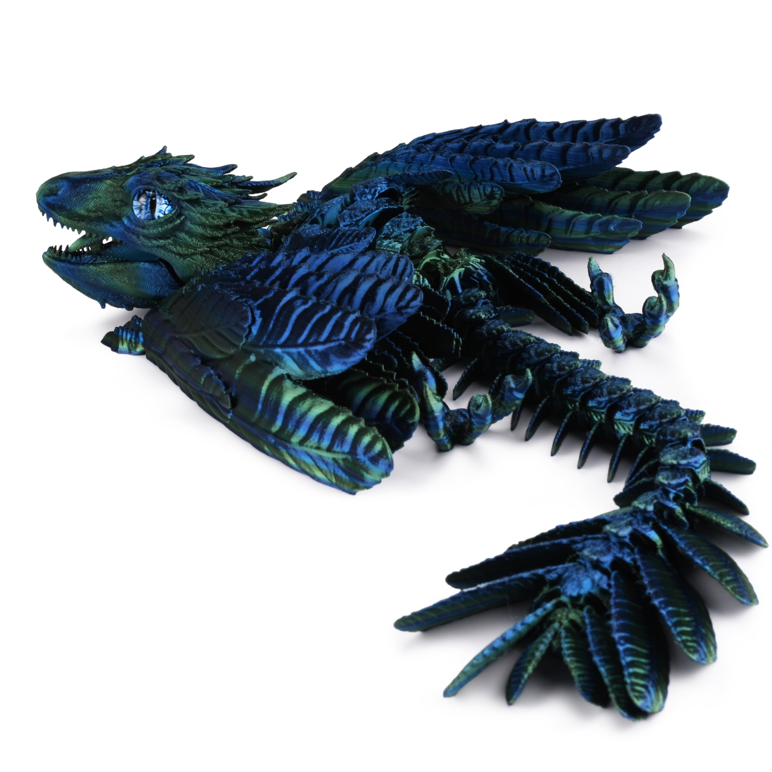 Guwewu Feathered Wyvern Dragon, 3D Printed Dragon, Articulated Dragon, Fidget Dragon, 3D Printed Toys, Desktop Pet (Azurewing)