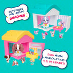 Little Live Pets Dog House Playset Bundle, Mama Surprise Families Frenchie and Spaniel Collection, Interactive Fold-Out Dog Playset Toy for Kids 5+