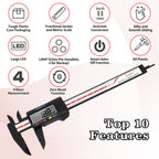 Digital Caliper, Esydon Upgraded Calipers 6 inch, Measuring Tool, Electronic Ruler, with Large LCD Screen, Auto-Off Feature, Inch and Millimeter Conversion, Plastic Case, Perfect for Household, DIY