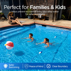FibroPool 50 ft Pool Safety Rope with 16 Floats – Adjustable Buoy Lane Divider, UV Braided, Chrome Hooks – Shallow & Deep End Line for Inground & Above Ground Swimming Pools