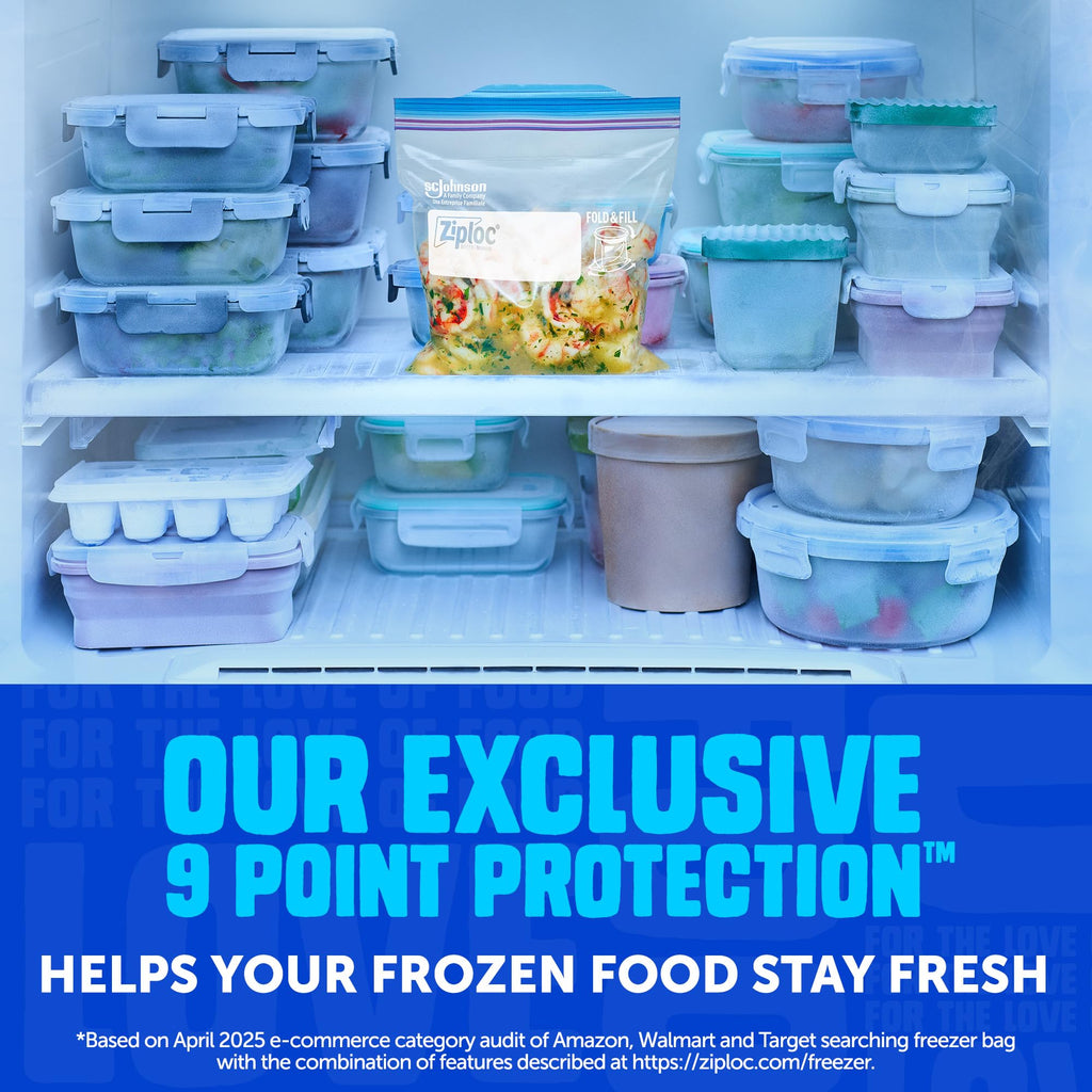 Ziploc Two Gallon Food Storage Freezer Bags, Easy Open and Close, 30 Count (Packaging May Vary) (Pack of 2)