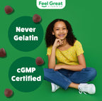 Feel Great Super Green Gummies for Kids | Fruit and Vegetable Gummies | Vegan Veggie Gummy Multivitamin for Kids | Veggie Fiber Supplement | 60 Count
