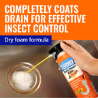 TERRO T590 Drain Insect Killer Foam 1-Pack - Indoor Infestation Treatment for Cockroaches, Drain Flies, House and Fruit Flies with Extension Tube Application