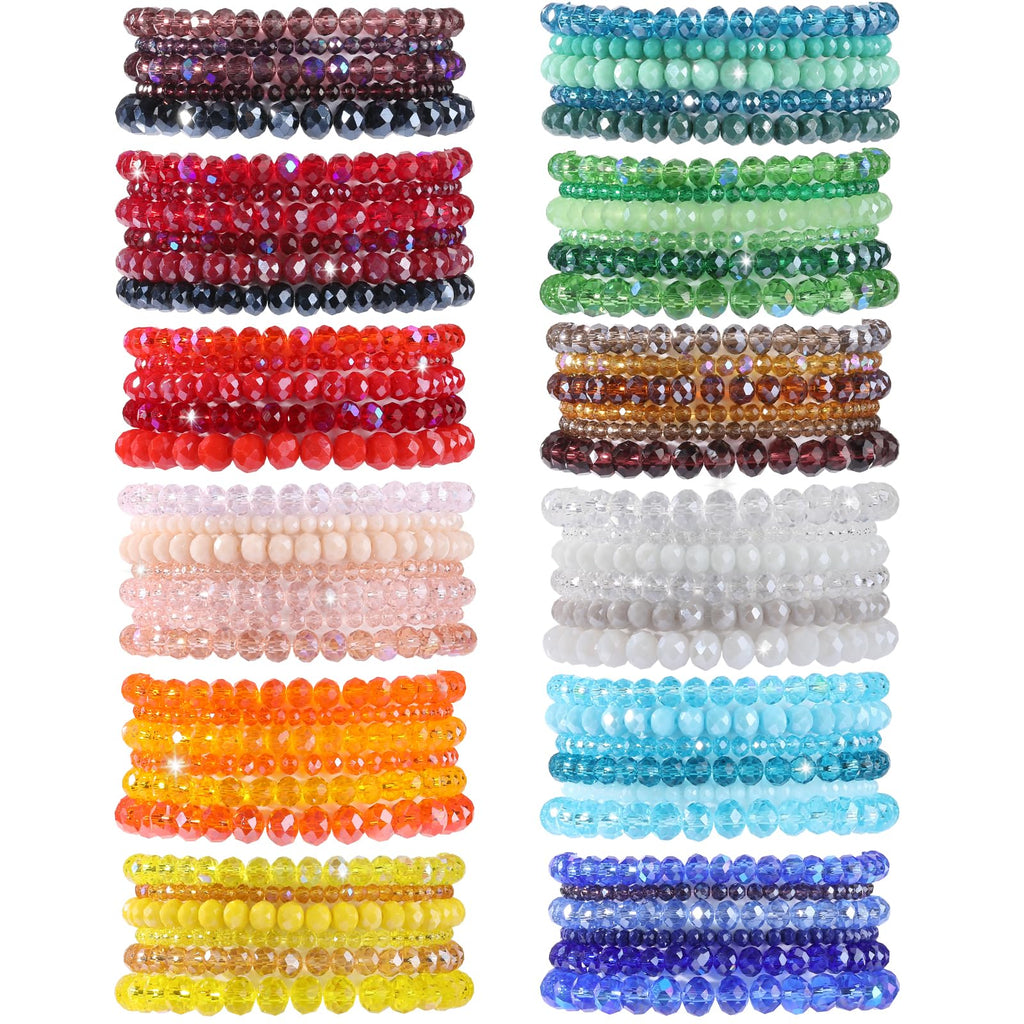 Ornaland Colorful Glass Crystal Beaded Bracelets Bulk for Women, 70 Pcs