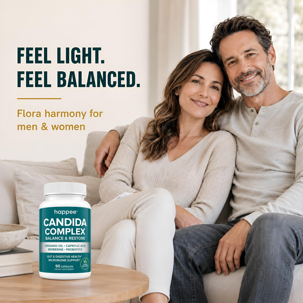 Happee Candida Cleanse Detox Supplement, Gut & Digestive Health, 90 Caps