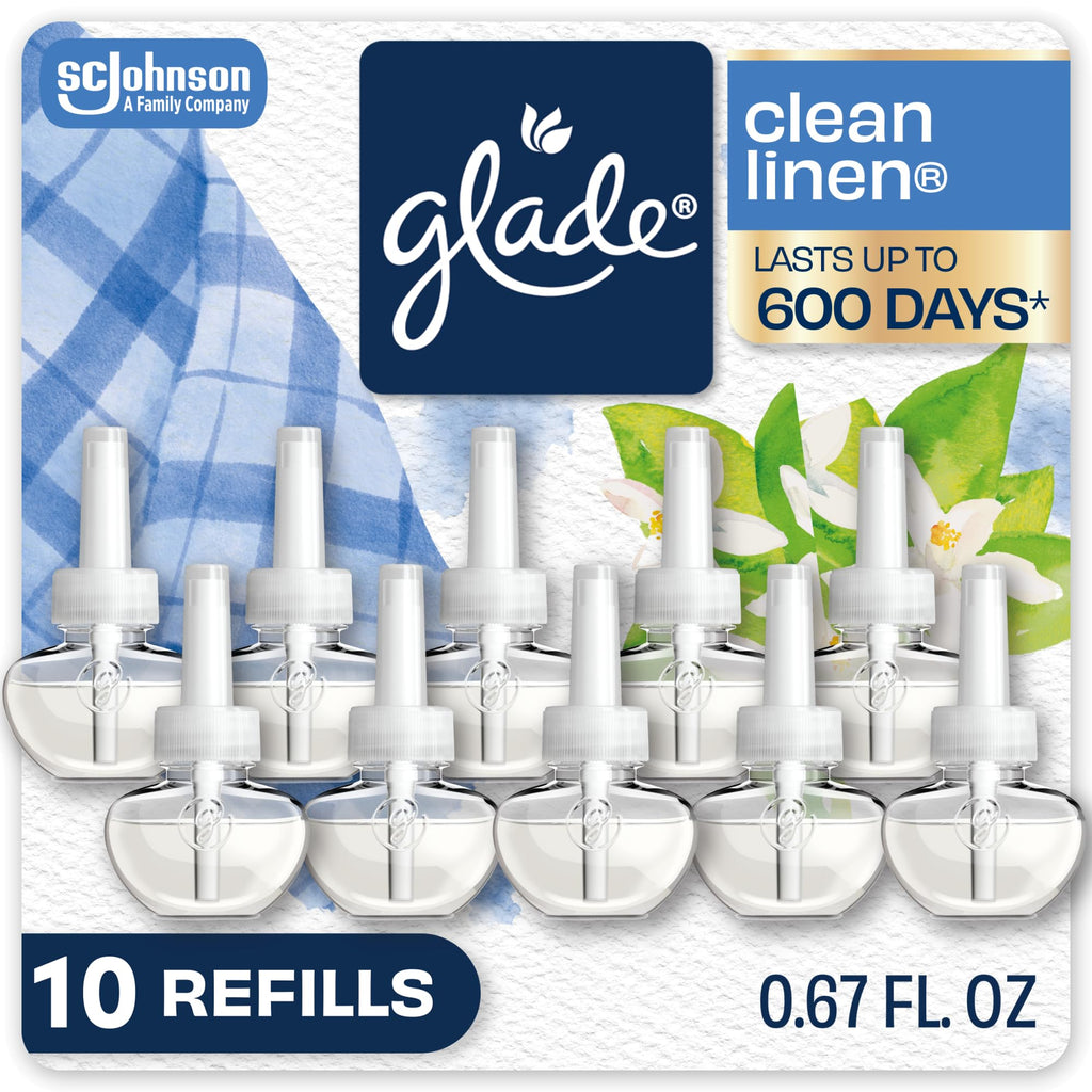 Glade PlugIns Air Freshener Refills, Clean Linen, 10 Count