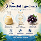 Luci Colostrum Powder 60 Servings 3 in 1 with Collagen Peptides and Acai, Bovine Colostrum for Gut Health, Bloating, Collagen Protein for Muscle, Skin, Hair, Nails and Immunity, Gluten & Fat Free 180g