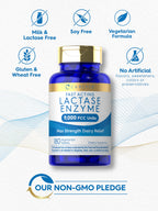 Carlyle Lactase Enzyme Tablets 9000 FCC | 180 Pills | Max Strength Dairy Relief | Fast Acting Formula | Vegetarian, Non-GMO, Gluten Free