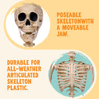 JOYIN 5 FT Halloween Skeleton Life Size, Stayable Posable Skeleton Decor, Full Body Movable Joints Giant Skeletons for Halloween Decoration Outdoor, Haunted House Prop, Spooky Scary Graveyard Party