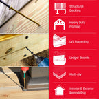 GRK Fasteners RSS™ 5/16 x 6 Inch, Rugged Structural Screws, 50 PCS, Rust Resistant Climatek™ Coating, Interior and Exterior Use, Heavy-Duty Framing & Decking Screws, Fast Bite Tip with Star Drive