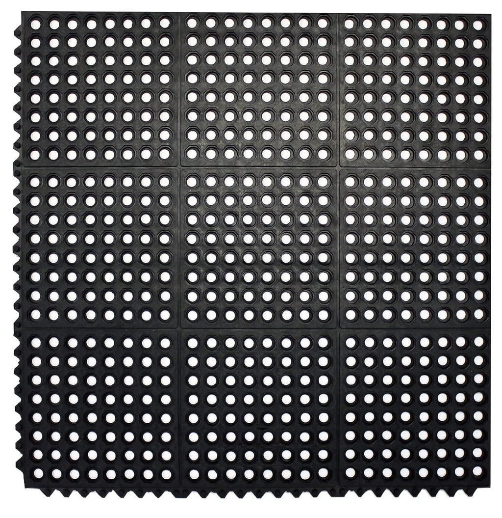 Envelor Interlocking Rubber Floor Tiles with Drainage Holes Anti Fatigue Garage Floor Mat Non Slip Wet Area Mat for Bar, Kitchen, Restaurant, Outdoor, Modular Snap Together 1-Pack, 36 x 36 inches