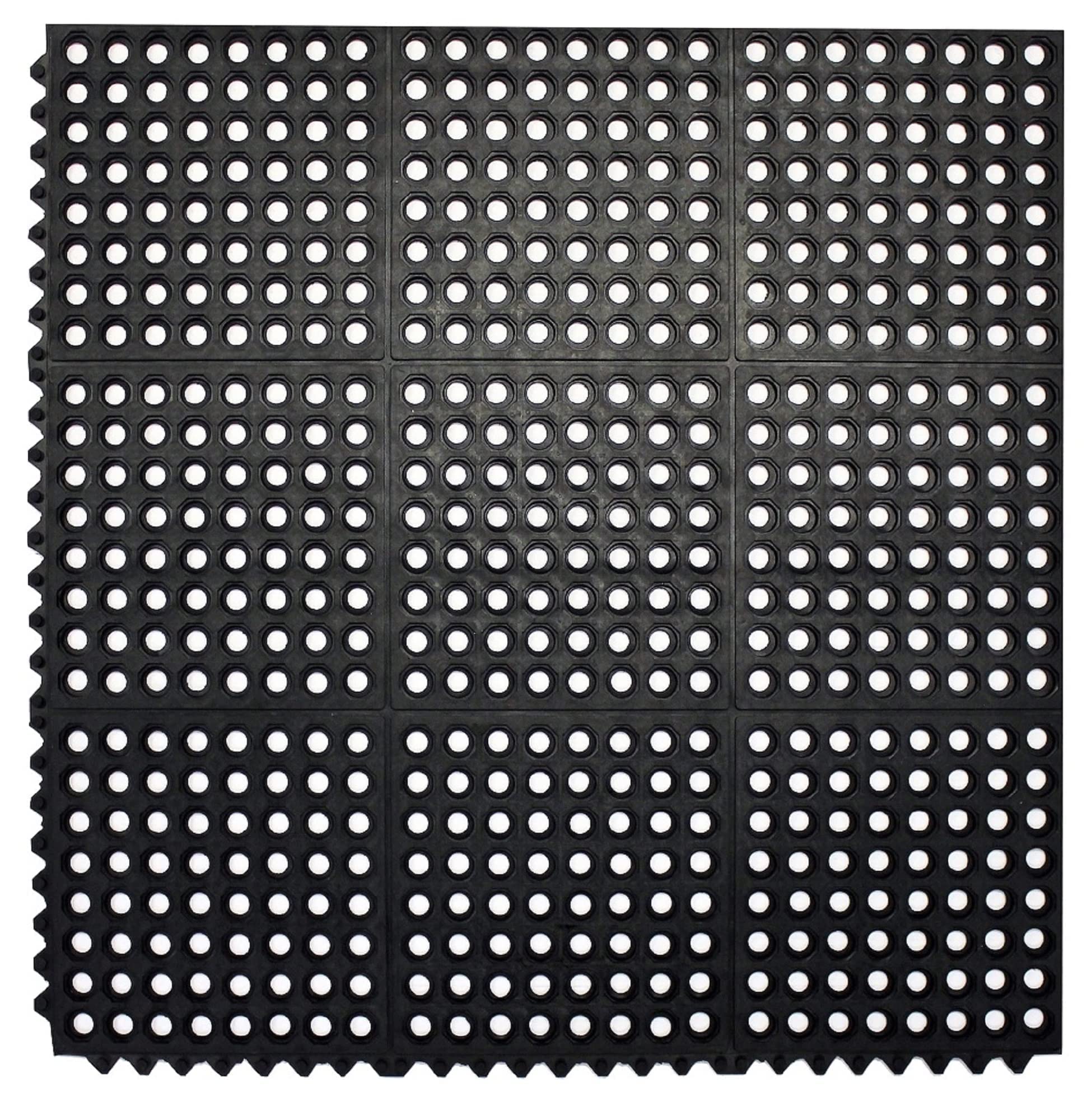 Envelor Interlocking Rubber Floor Tiles with Drainage Holes Anti Fatigue Garage Floor Mat Non Slip Wet Area Mat for Bar, Kitchen, Restaurant, Outdoor, Modular Snap Together 1-Pack, 36 x 36 inches