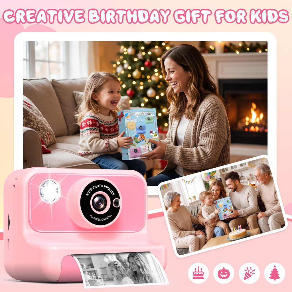 Kids Camera Instant Print, Kids Camera 1080P HD Video Digital Camera