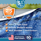 Smartline 24 ft Round Swimming Pool Liner | Stone Harbor | Unibead Style | 52 Inch Wall Height | 25 Gauge Vinyl | for Steel Sided Above Ground Pools | Gasket Kit Included