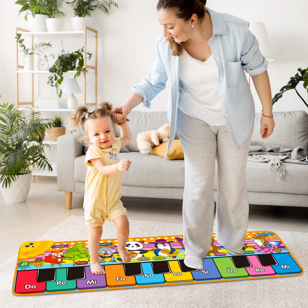 Kids Musical Piano Mats with 25 Music Sounds, Musical Toys Baby Floor Piano Keyboard Mat Carpet Animal Blanket Touch Playmat Early Education Toys for 1 2 3 4 5 6+ Years Old Girls Boys Toddlers