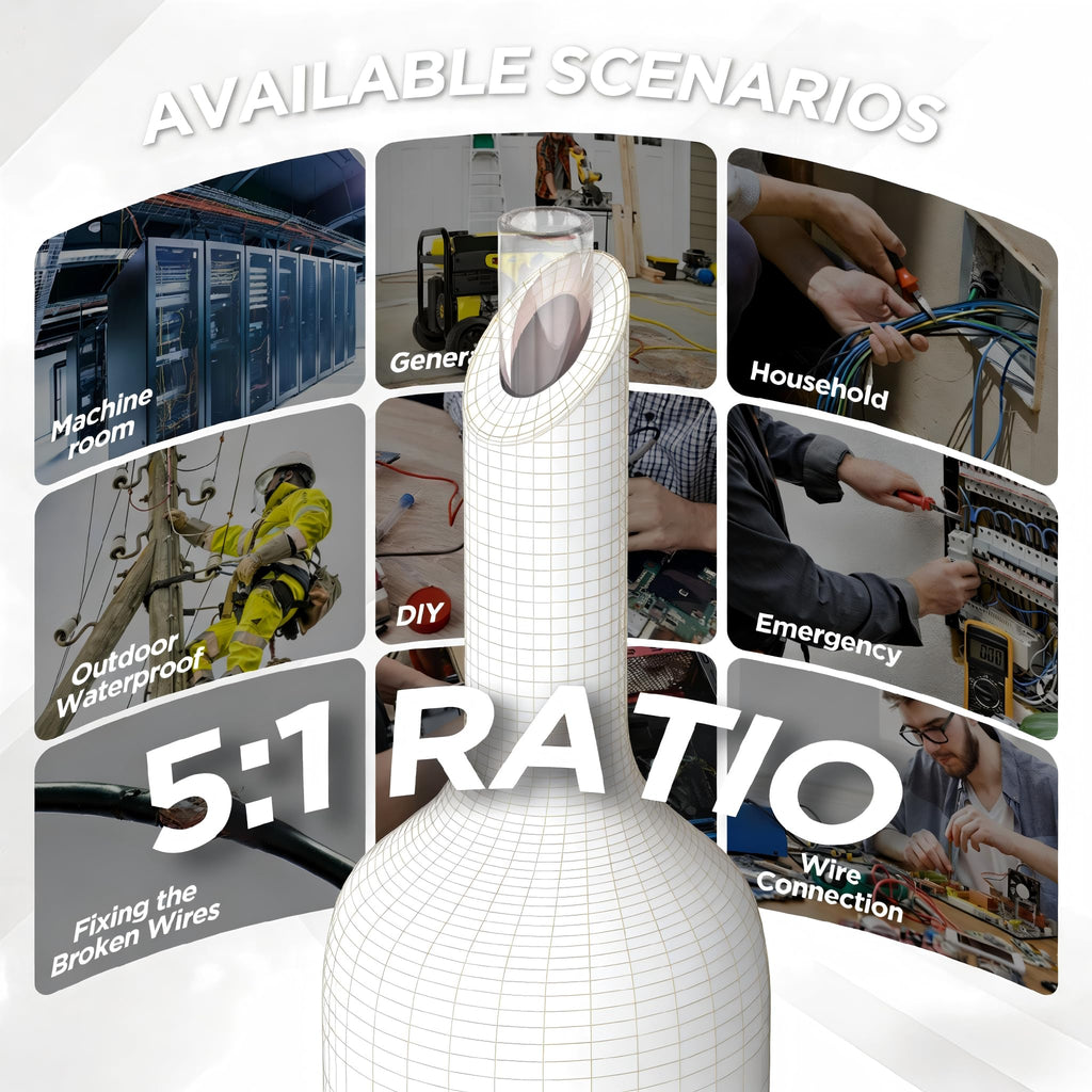 5:1 Heat Shrink Tubing Kit 500 PCS, Industry-Leading 5:1 Ratio Shrink Wrap Tubing Adhesive Lined, Heat Shrink Wire Connectors, Marine Grade Dual Wall, Waterproof Electrical Wire Tube Connectors(White)