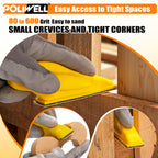 POLIWELL Micro Sand Paper Kit 3.5” x 1” Mini Sanding Block for Small Projects, Detail Handle Sanding Tools Sandpaper 80 to 600 Grit for DIY Crafts Wood Finishing Tight Narrow Spaces Polishing,80 PCS