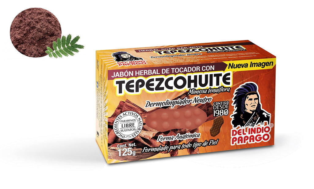DEL INDIO PAPAGO Tepezcohuite Night Facial Skin Cream 60g / 2.02 Fl Oz + Neutral Soap with Tepezcohuite 125g - Mexican Beauty - For All Skin Types - Nourishes - Softens - Paraben Free - Bundle