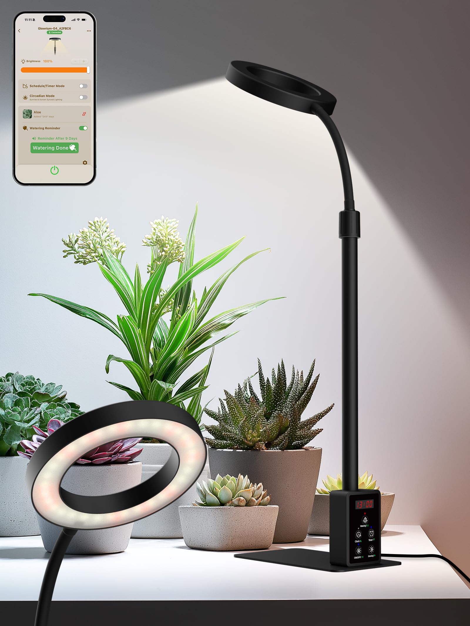 GLOWRIUM Smart Grow Lights for Indoor Plants, Full Spectrum LED Plant Light